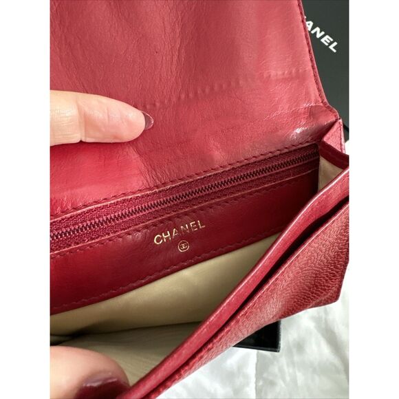 CHANEL Red Caviar Leather Timeless French Wallet W/Box - Picture 10 of 16
